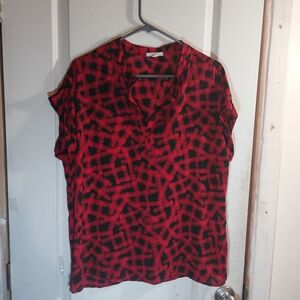 Chic Red and Black Women's Blouse